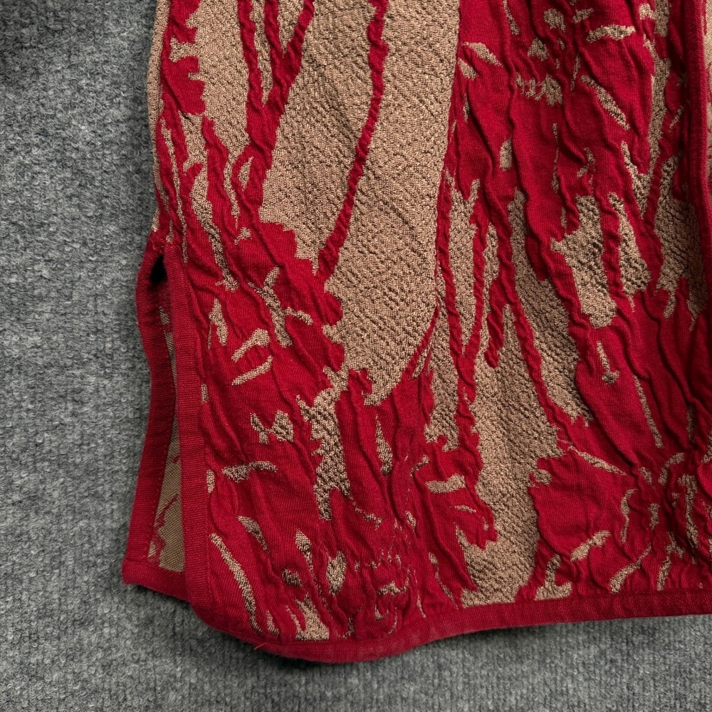 Travelers Collection by Chico's 3 US XL Cardigan Duster Red Thick Flower Holiday - Picture 5 of 9